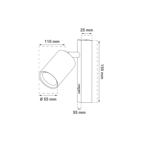 GREEN TECH Zidna svetilka Green Tech, GU10 vtičnica, IP20, bela barva - TS194-WH