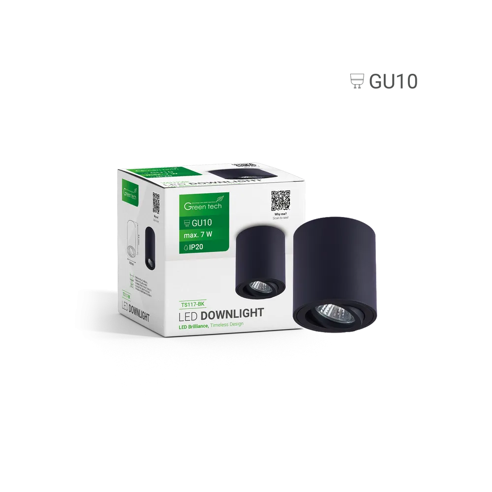 GREEN TECH Upgrade Lamp Green Tech, black color, GU10 socket - TS117-BK