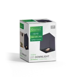 GREEN TECH Nadgradna svjetiljka Green Tech, črna barva, grlo GU10 - YS125S-BK