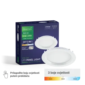GREEN TECH LED panel Green Tech 12W, 3CCT, recessed, round - CX-R01-12-3CCT