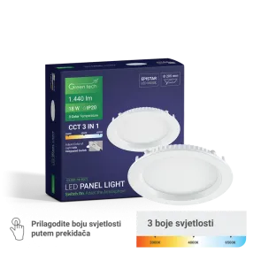 GREEN TECH LED panel Green Tech 18W, 3CCT, recessed, round - CX-R01-18-3CCT
