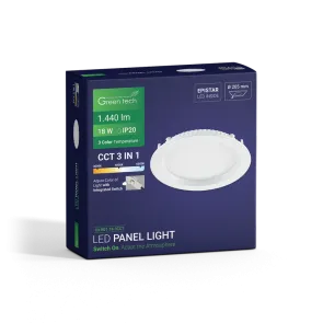 GREEN TECH LED panel Green Tech 18W, 3CCT, vgrajen, okrogel - CX-R01-18-3CCT