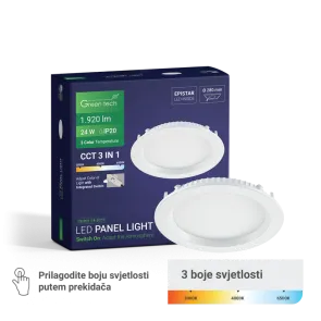 GREEN TECH LED panel Green Tech 24W, 3CCT, vgradni, okrogel - CX-R01-24-3CCT