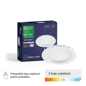 GREEN TECH LED panel Green Tech 3W, 3CCT, vgrajen, okrogel - CX-R01-3-3CCT