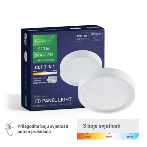 Zeleni TEHNOLOGIJA LED panel Zeleni Tehnologija 24W, 3CCT, nadgradni, okrogli - CX-R02-24-3CCT