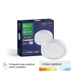 GREEN TECH LED panel Green Tech 12W, 3CCT, nadgradni, okrogli - CX-R02-12-3CCT