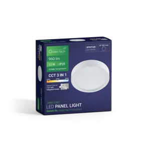 GREEN TECH LED panel Green Tech 12W, 3CCT, nadgradni, okrogli - CX-R02-12-3CCT