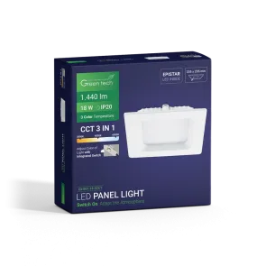 Zeleni TEHNOLOGIJA LED panel Zeleni Tehnologija 18W, 3CCT, vgrajen, kvadratni - CX-S01-18-3CCT