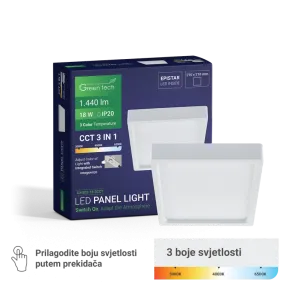 Zeleni TEHNOLOGIJA LED panel Zeleni Tehnika 18W, 3CCT, nadgradni, kvadratni - CX-S02-18-3CCT