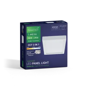 Zeleni TEHNOLOGIJA LED panel Zeleni Tehnika 18W, 3CCT, nadgradni, kvadratni - CX-S02-18-3CCT