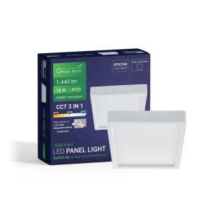 Zeleni TEHNOLOGIJA LED panel Zeleni Tehnika 18W, 3CCT, nadgradni, kvadratni - CX-S02-18-3CCT
