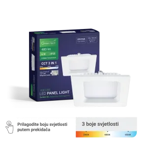 Zeleni TEHNOLOGIJA LED panel Zeleni Tehnologija 6W, 3CCT, vgrajen, kvadraten - CX-S01-6-3CCT