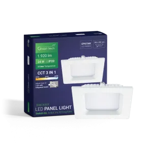 GREEN TECH LED panel Green Tech 24W, 3CCT, recessed, square - CX-S01-24-3CCT