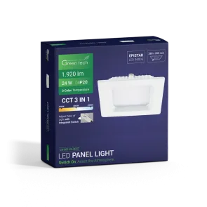 GREEN TECH LED panel Green Tech 24W, 3CCT, recessed, square - CX-S01-24-3CCT