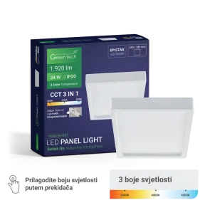 GREEN TECH LED panel Green Tech 24W, 3CCT, nadgradni, kvadratni - CX-S02-24-3CCT