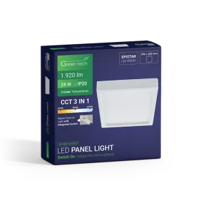 GREEN TECH LED panel Green Tech 24W, 3CCT, nadgradni, kvadratni - CX-S02-24-3CCT