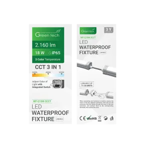 GREEN TECH LED waterproof light Green Tech, linkable, 18W, 120LM/W, 3CCT, IP65 - WP-Q18W-3CCT