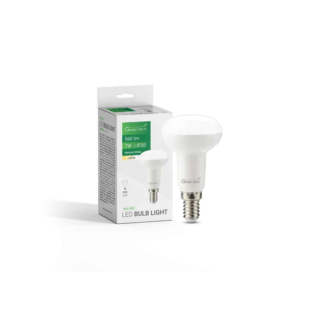 GREEN TECH LED žarnica Green Tech 7W, 4000K, E14, R50, IP20, Sanan čip - BLX-7005