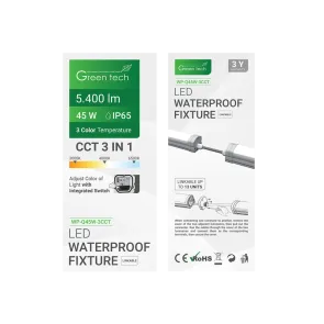 GREEN TECH LED waterproof light Green Tech, linkable, 45W, 120LM/W, 3CCT, IP65 - WP-Q45W-3CCT