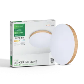 GREEN TECH LED stropna svetilka Green Tech 36W, 3CCT, 40 cm, leseni okvir - CLE-36W