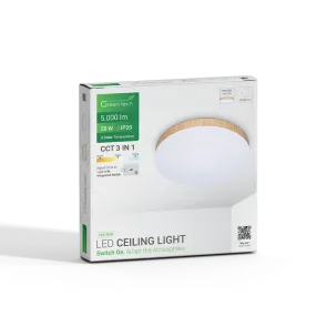 GREEN TECH LED stropna svetilka Green Tech 50W, 3CCT, 50 cm, leseni okvir - CLE-50W