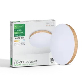 GREEN TECH LED stropna svetilka Green Tech 50W, 3CCT, 50 cm, leseni okvir - CLE-50W