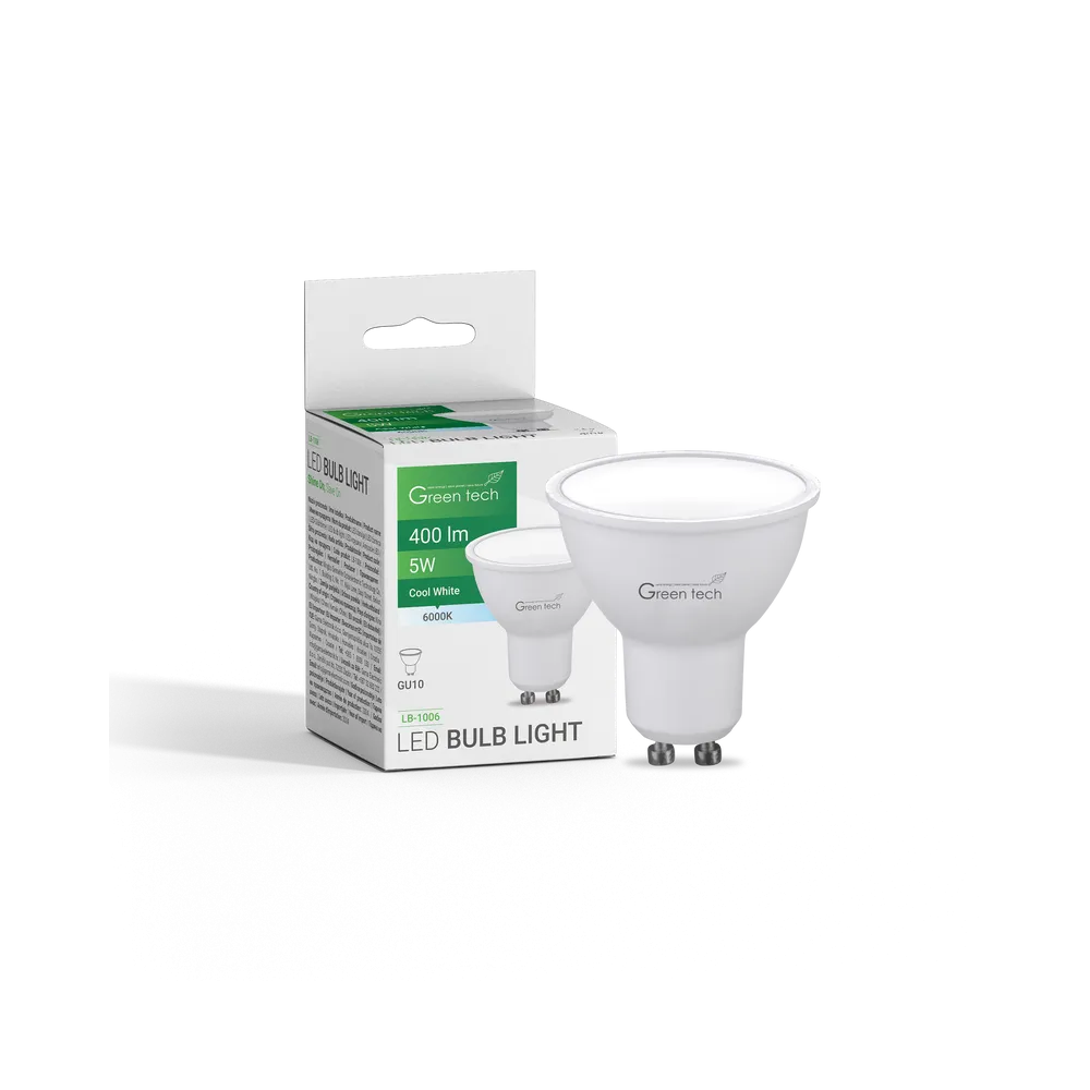 GREEN TECH LED bulb Green Tech 5W, 6000K, GU10, IP20, Sanan chip - LB-1006