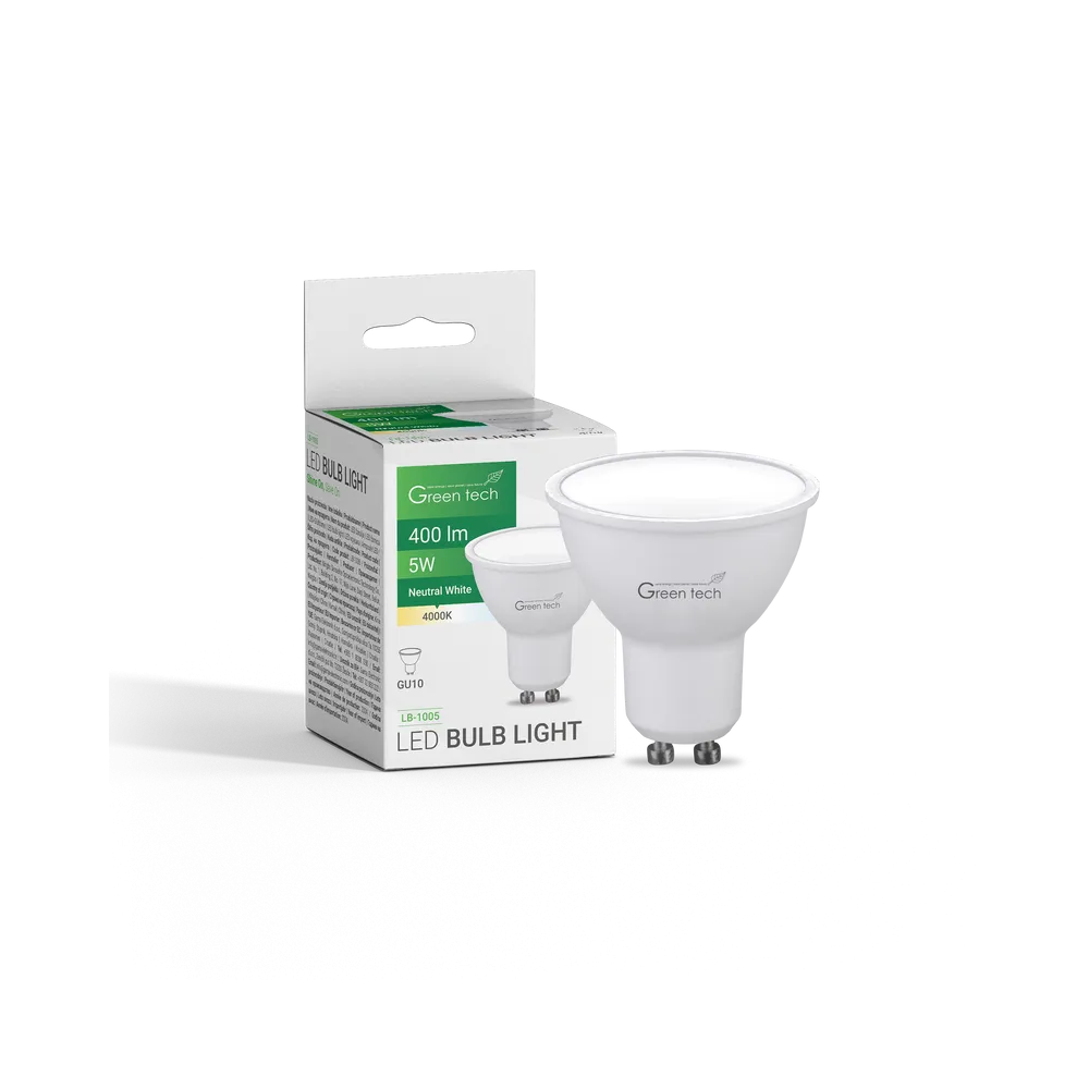 GREEN TECH LED bulb Green Tech 5W, 4000K, GU10, IP20, Sanan chip - LB-1005