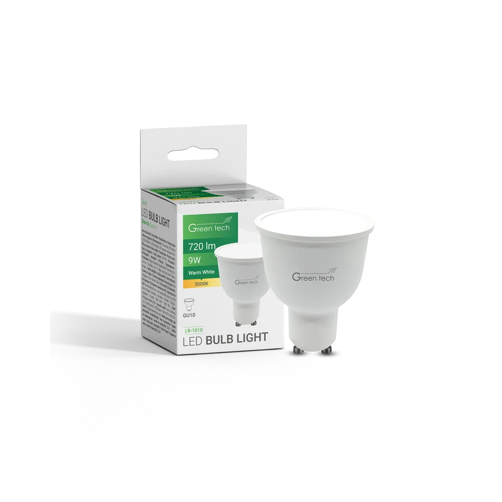 GREEN TECH LED bulb Green Tech 9W, 3000K, GU10, IP20, Sanan chip - LB-1010