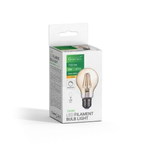 GREEN TECH LED filament bulb Green Tech 8W, 2300K, E27, AC220V, A60, amber, dimmable - LFB-5002