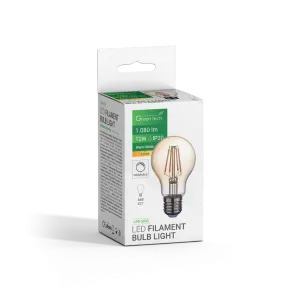 GREEN TECH LED filament bulb Green Tech 12W, 2300K, E27, AC220V, A60, amber, dimmable - LFB-5003