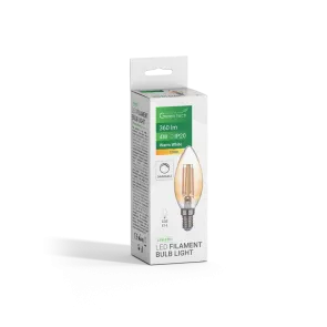 GREEN TECH LED filamentska žarnica Green Tech 4W, 2700K, E14, AC220V, C35, jantarna, zatemnjiva - LFB-5201