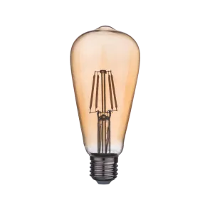 GREEN TECH LED filament bulb Green Tech 4W, 2300K, E27, AC220V, ST64, amber, dimmable - LFB-5302
