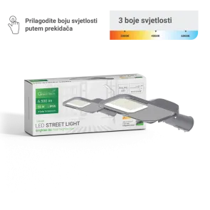 GREEN TECH LED ulična svetilka. Green Tech 50W, 6500lm, Philips LED, 3 CCT 3000K-4000K-6000K - S10B-50W