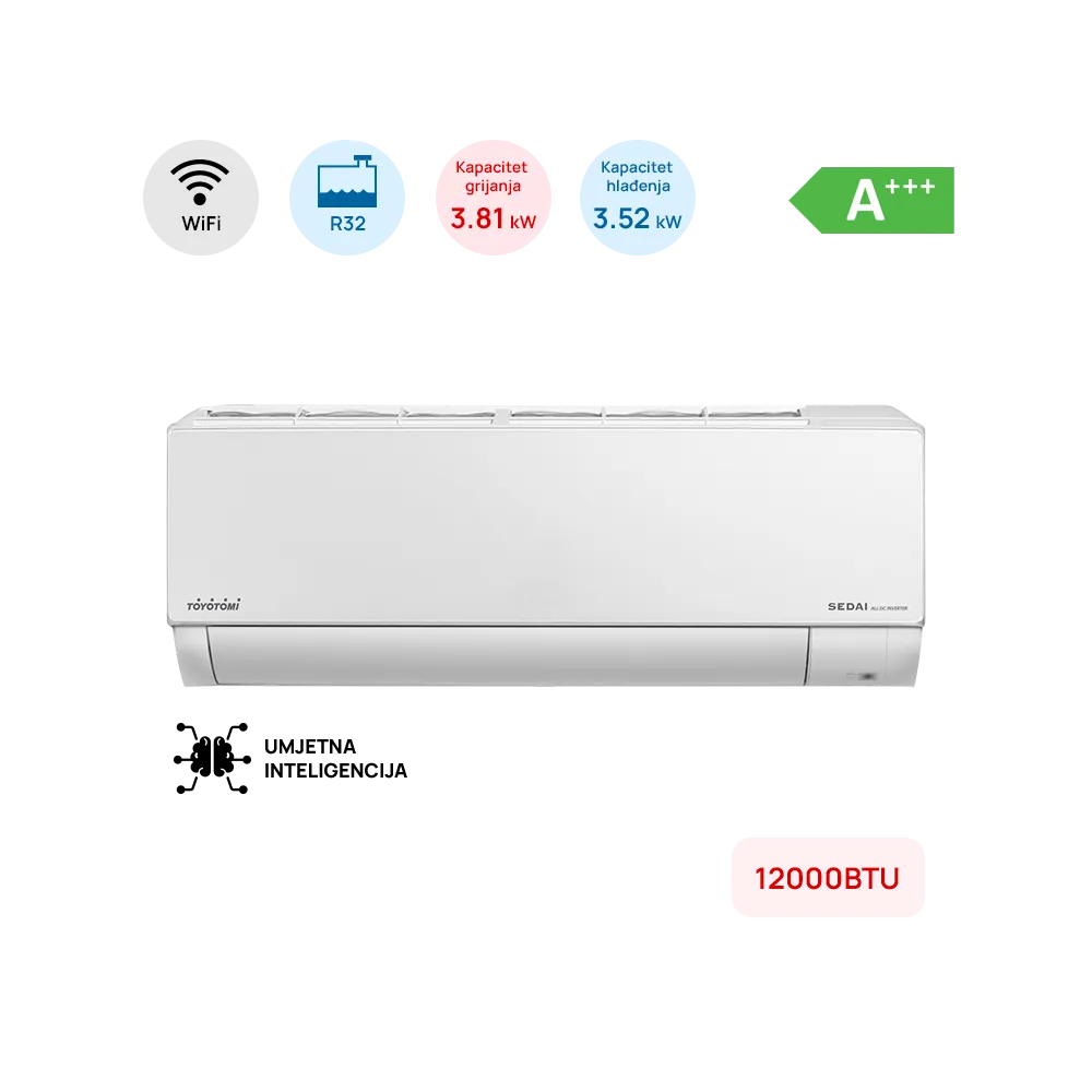 TOYOTOMI Klimatska naprava TOYOTOMI Sedai A13SC 3,5kW A+++, ALL DC Inverter, – 30°C ~ 50°C, HEPA 3+ - TAN/TAG-A13SC