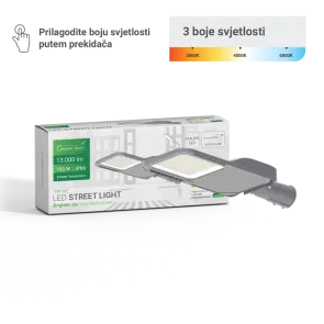 GREEN TECH LED ulična svetilka. Green Tech 100W, 13000lm, Philips LED, 3 CCT 3000K-4000K-6000K - S10B-100W