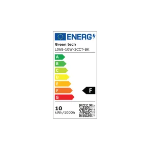 GREEN TECH LED tirna svetilka Green Tech 10W, 3 CCT, črna barva - L068-10W-3CCT-BK