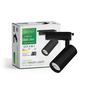 GREEN TECH LED Track Light Green Tech 20W, 3 CCT, black color - L068-20W-3CCT-BK