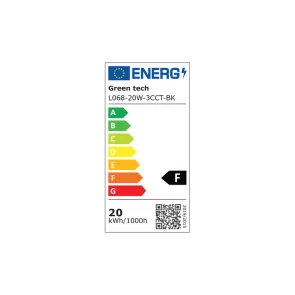 GREEN TECH LED Track Light Green Tech 20W, 3 CCT, black color - L068-20W-3CCT-BK