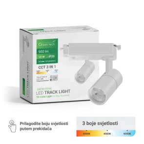 GREEN TECH LED Track Light Green Tech 10W, 3 CCT, white color - L068-10W-3CCT-WH