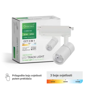 GREEN TECH LED track light Green Tech 20W, 3 CCT, white color - L068-20W-3CCT-WH
