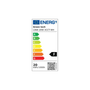 GREEN TECH LED track light Green Tech 20W, 3 CCT, white color - L068-20W-3CCT-WH