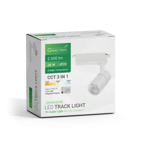 GREEN TECH LED track light Green Tech 20W, 3 CCT, white color - L068-20W-3CCT-WH
