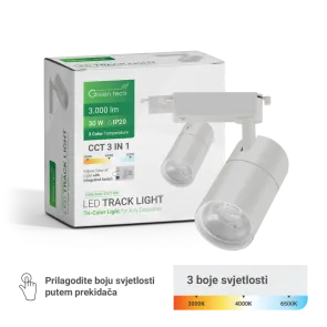 GREEN TECH LED Track Light Green Tech 30W, 3 CCT, white color - L068-30W-3CCT-WH