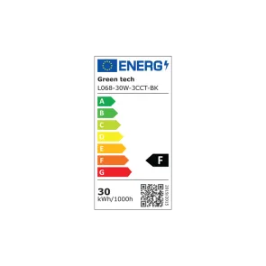 GREEN TECH LED tirna svetilka Green Tech 30W, 3 CCT, črna barva - L068-30W-3CCT-BK