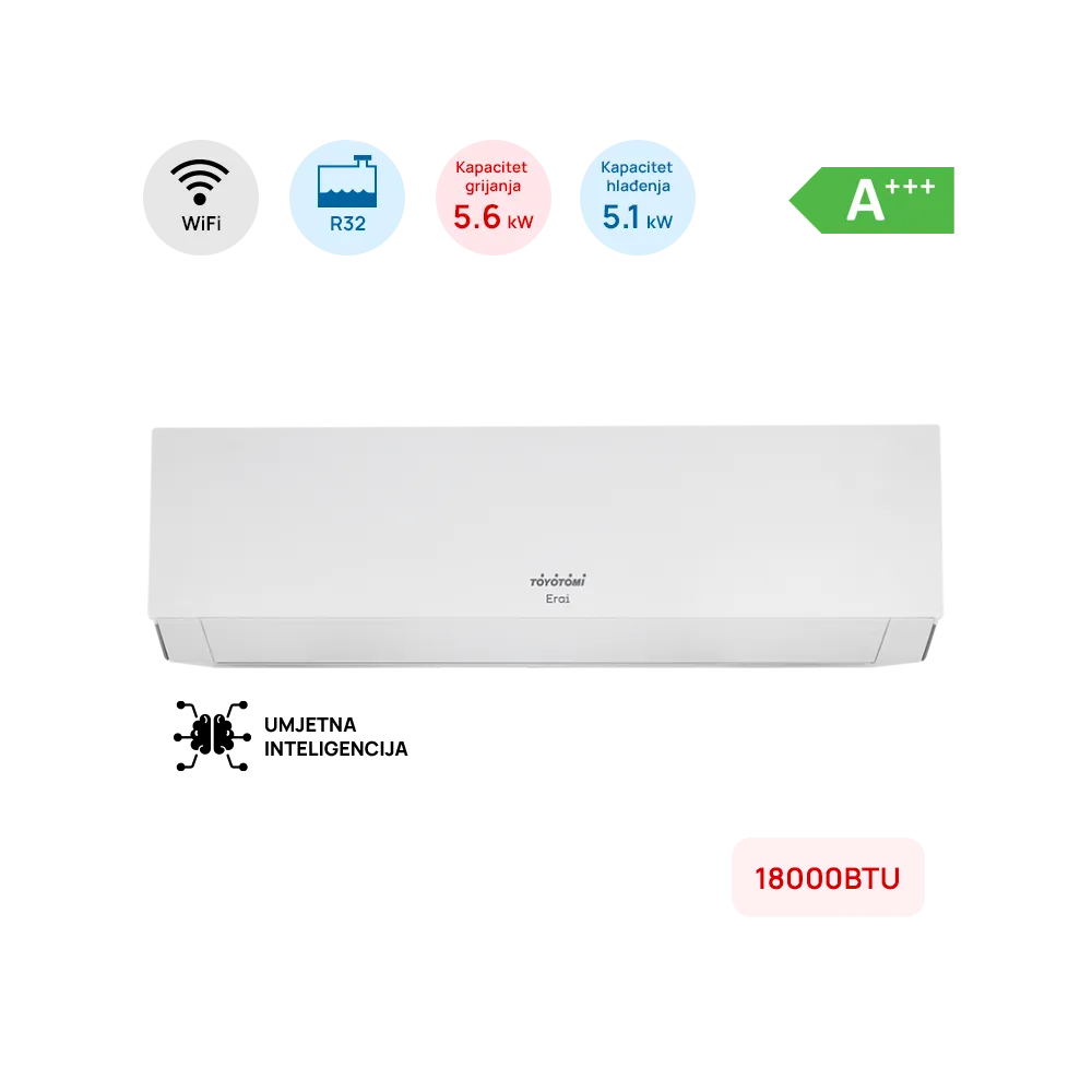 TOYOTOMI Klimatska naprava TOYOTOMI Erai 356W 5,1kW A+++, ALL DC Inverter, – 25°C ~ 50°C, HEPA 3+ - CTN/CTG-356W