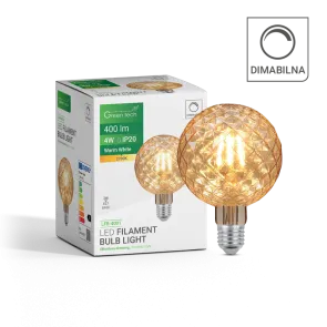 GREEN TECH LED filament žarnica Green Tech 4W, 2700K, E27, AC220V, amber, nastavljiva - LFB-4001