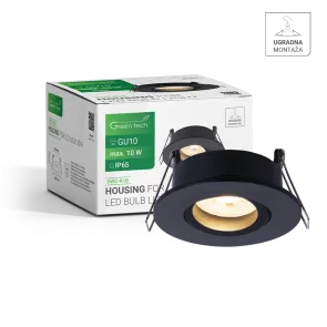 GREEN TECH LED Bulb Housing Green Tech, GU10, IP65, black color, 85 mm - DWC-R1B