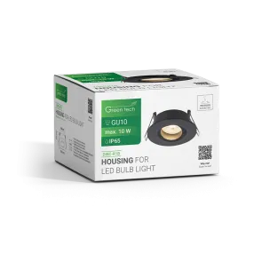 GREEN TECH LED Bulb Housing Green Tech, GU10, IP65, black color, 85 mm - DWC-R1B