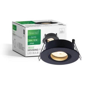 GREEN TECH LED Bulb Housing Green Tech, GU10, IP65, black color, 85 mm - DWC-R1B